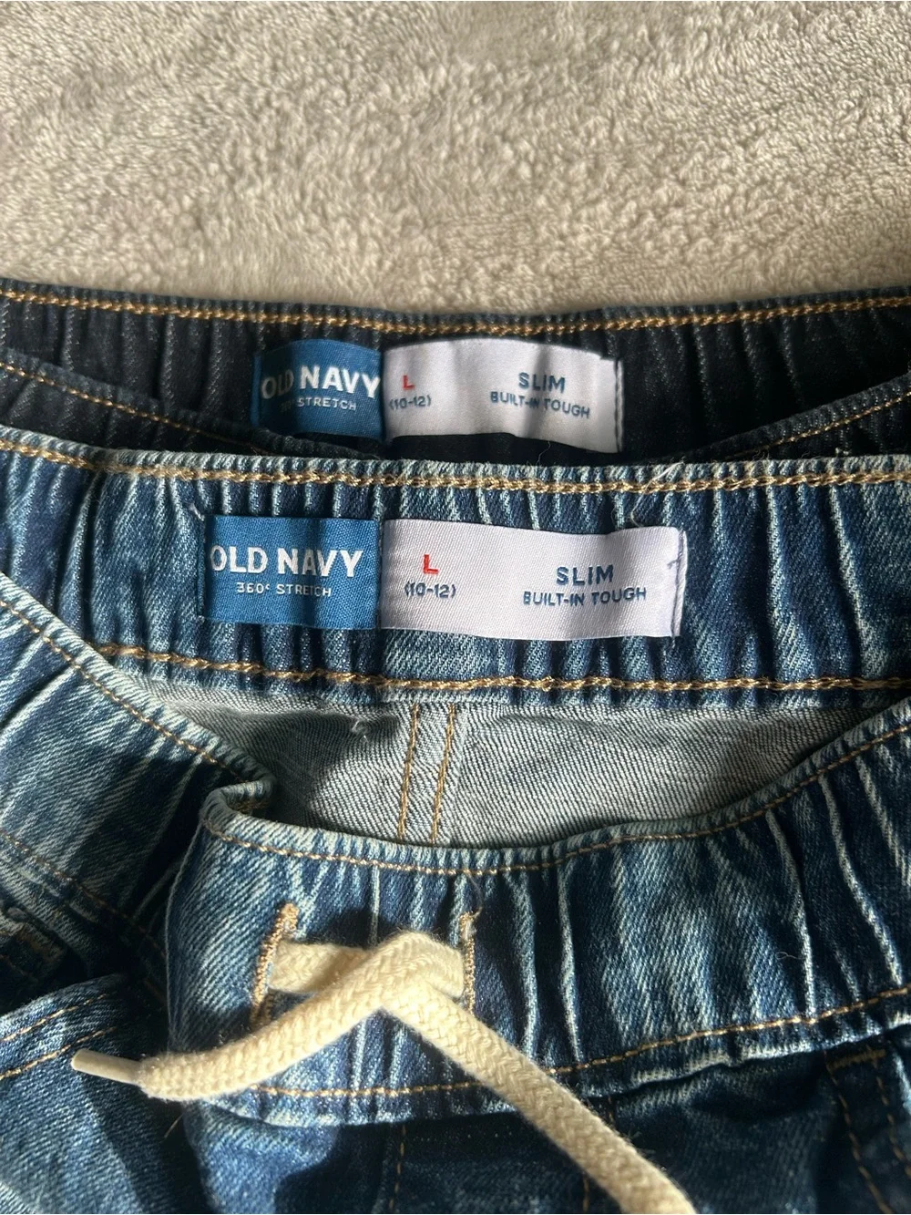 Old Navy Boys Blue Denim Pull-On Shorts - Dark & Light Wash